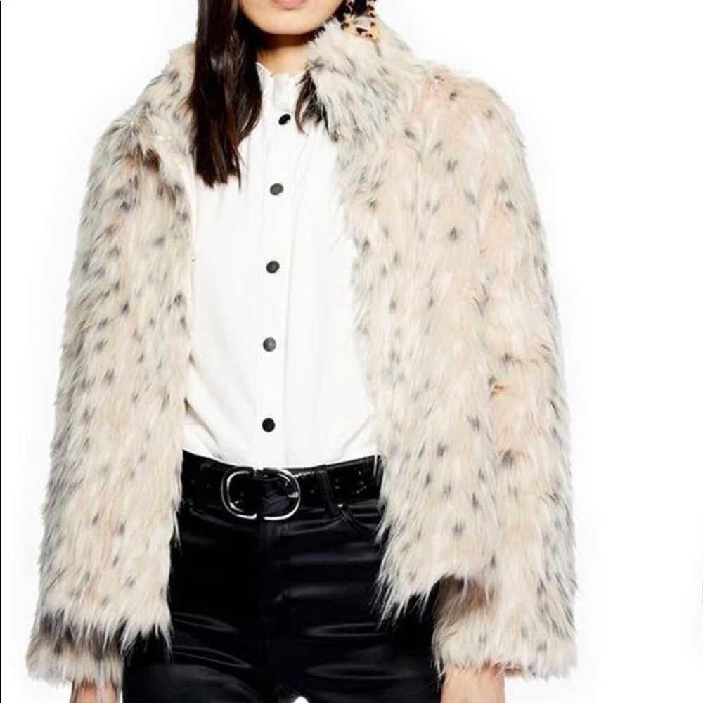Top shop snow leopard faux fur jacket